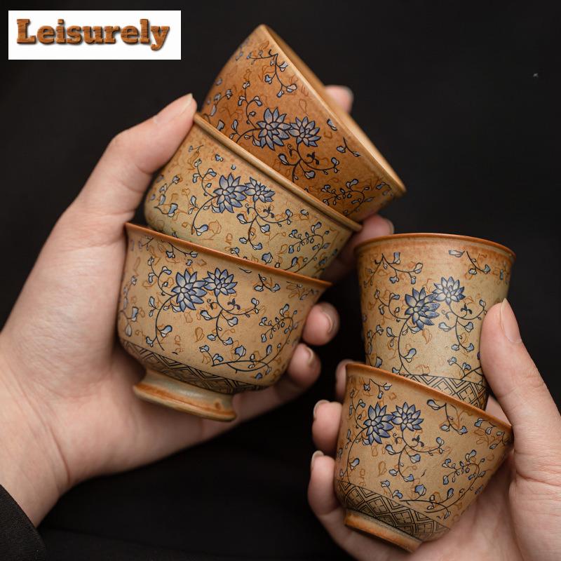 60ml Dunhuang Twining Lotus Teacup Handmade Tea Bowl Beautiful Tea Cup Tea-tasting Personal Cup Jianzhan Master Cup Tea Ceremony
