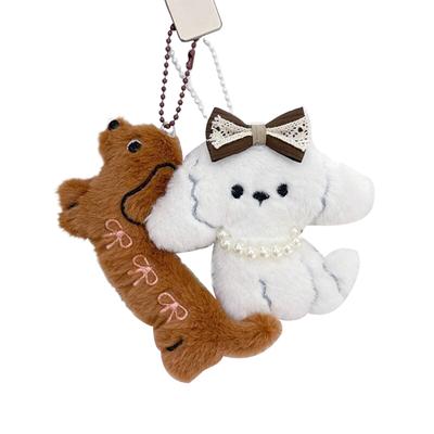 Kawaii Dachshund Plush Keychain Cartoon Stuffed Puppy Keyring Couple Key Holder Lovely Backpack Pendant Decoration Gifts