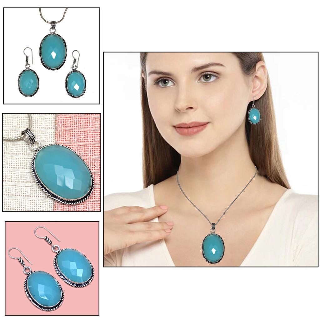 Necklace Chalcedony Natural  Beads Blue 20" Cts Round Sterling