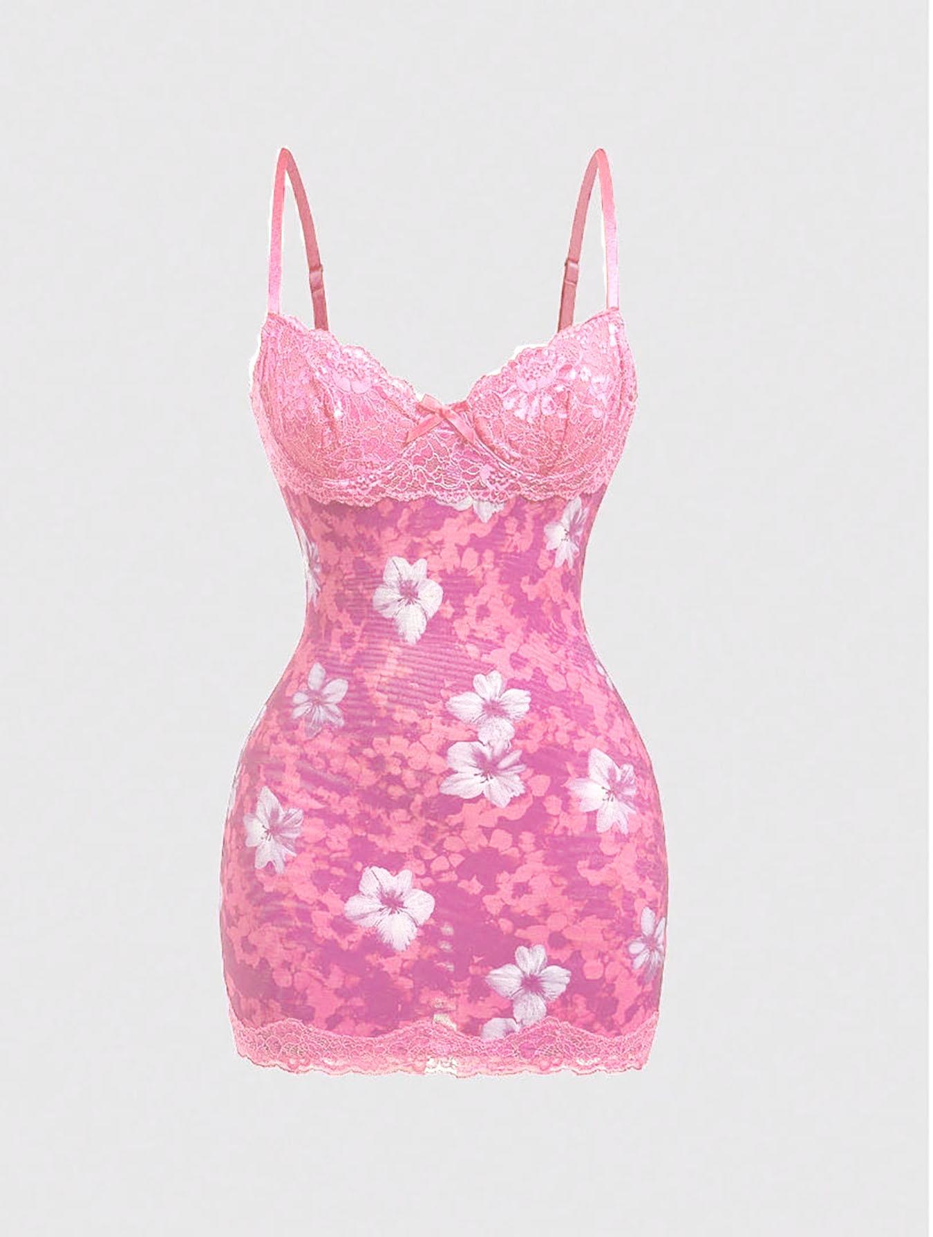 

2025 Cross-border Sexy Lace Slip Dress: Waist-cinching Retro Floral Print, Backless, Hip-hugging, Ruffled Design. Small