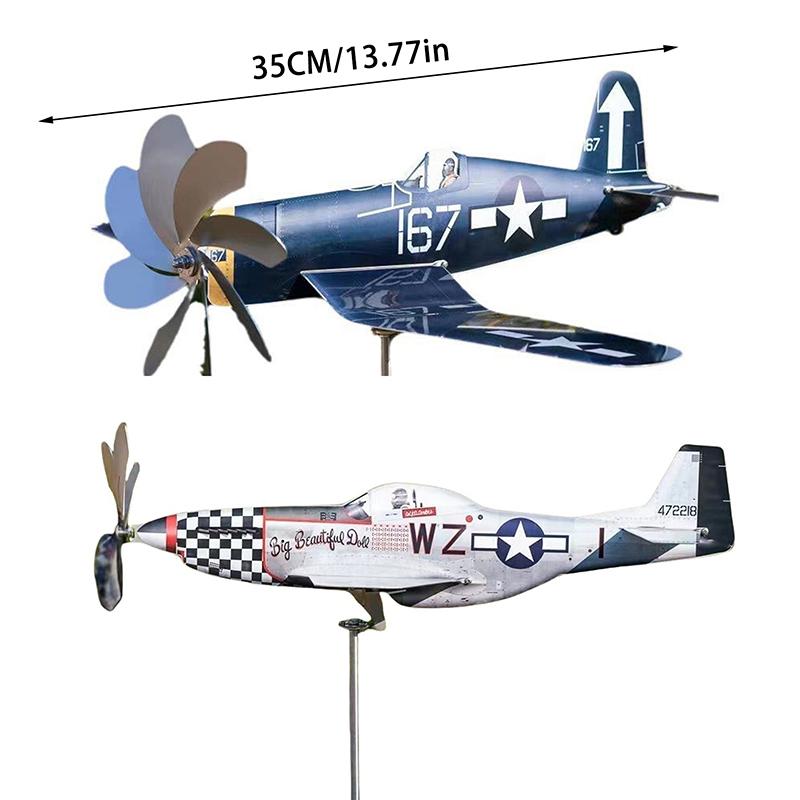 1Pc Metal Aircraft Weather Vane Sculpture Windmill Ornaments Outdoor Courtyard Garden Decoration Pinwheel Airplane Wind Spinner