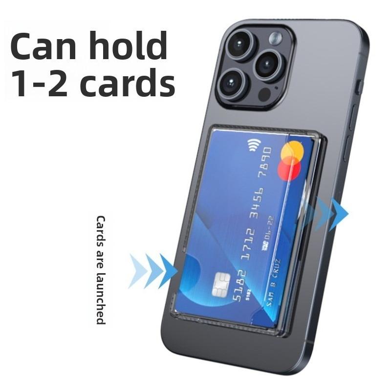 Universal Transparent PC Magnetic Phone Card Holder Phone Back Cover Anti Drop Insert Card Hard Case Wallet Socket