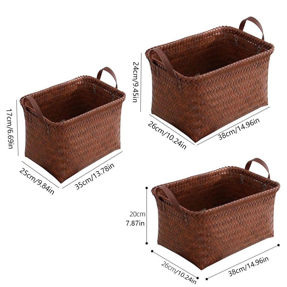 38cm Dirty Clothes Basket Square Laundry Hamper Convenient Hand Woven Storage Basket  for Towel