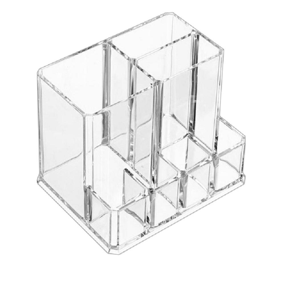 Transparent Acrylic Square Pen Holder Desktop Cosmetic Storage Box Large Capacity Makeup Brush Pen Holder Desk Organization