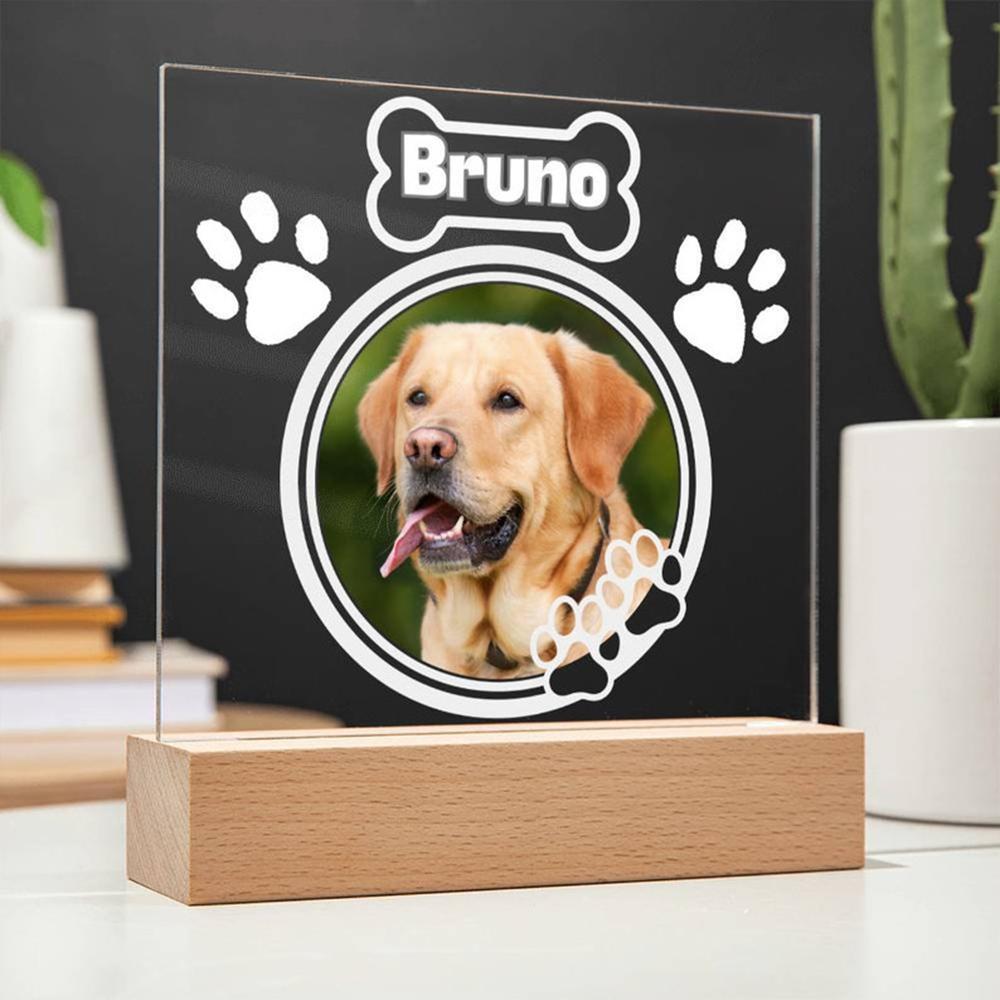 Custom Pet Photo Night Light Pet Growth Memorial Plaque Frame Personalized Custom Pet Picture Ornament Record Life Highlight