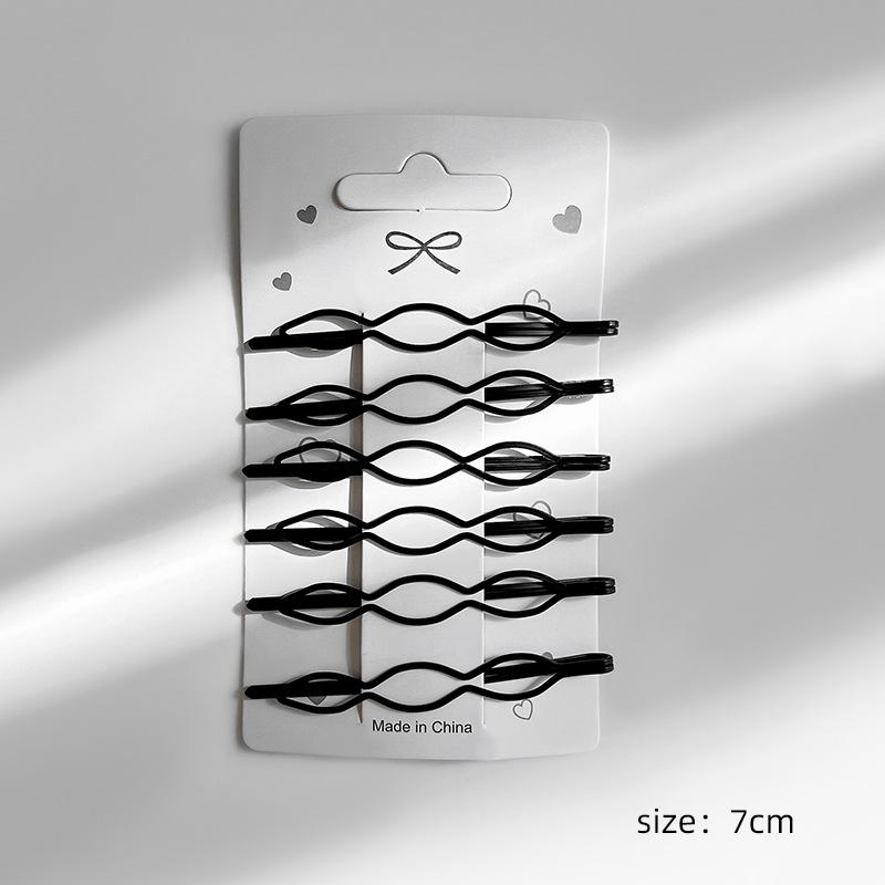 6pcs/lot Geometric Bobby Pins Wavy Hairpins Black Hair Clips Metal Barrettes Wave Hairgrips Fashion Hair Clips for Women