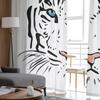 Rideaux transparents avec yeux bleus, Art de tigre blanc minimaliste abstrait, pour enfants, chambre à coucher, salon, cantonnière de fenêtre, décor de cuisine