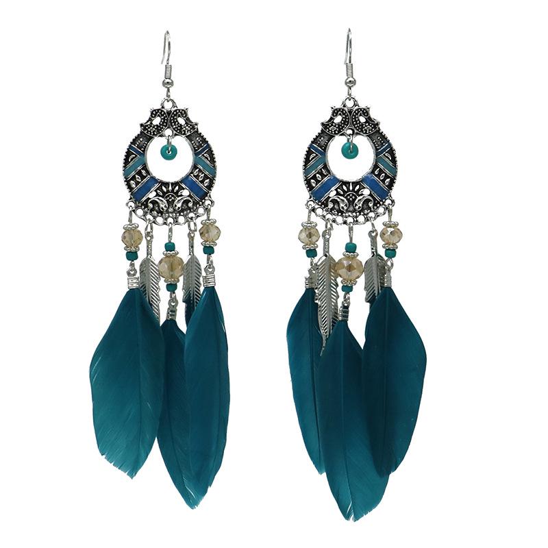 Bohemian Long Tassel Feather Earrings - Trendy Douyin-Inspired Design for Women