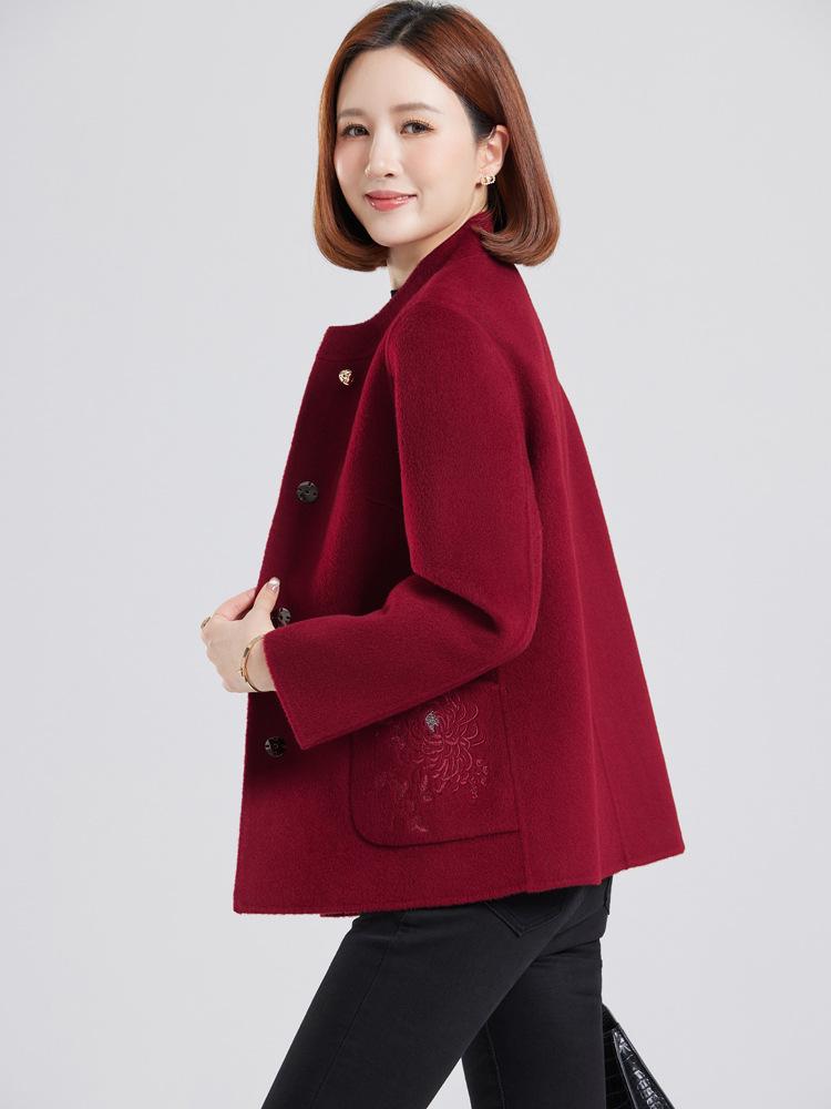 Petite Wool Coat for Women: Autumn/Winter Fashion, Middle-Aged & Elderly, Short Double-Sided Cashmere