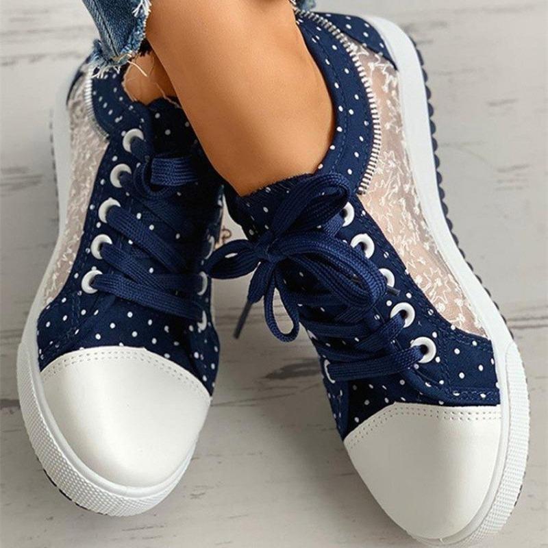 Women's New Mesh Student Solid Color Hollow Casual Flat Canvas Shoes Tide