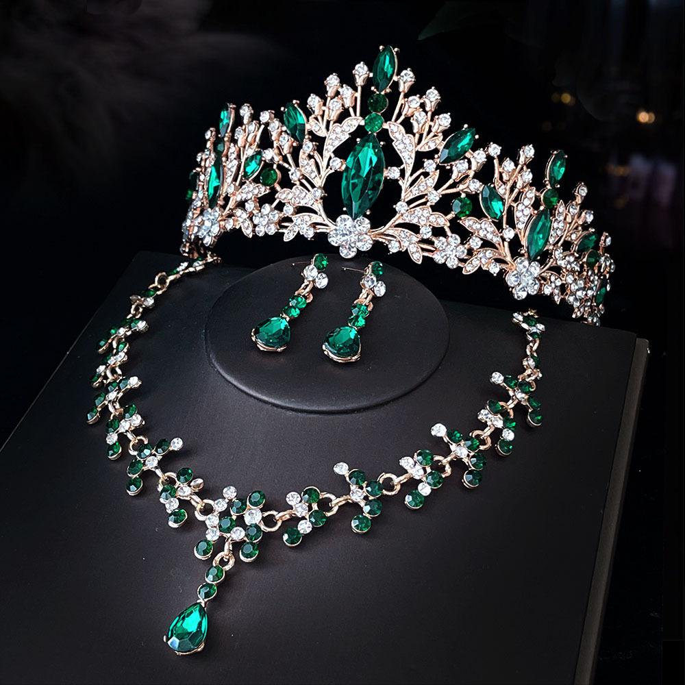 New Bridal Tiara Necklace Three Piece Set Crown Wedding Accessories Bridal Set