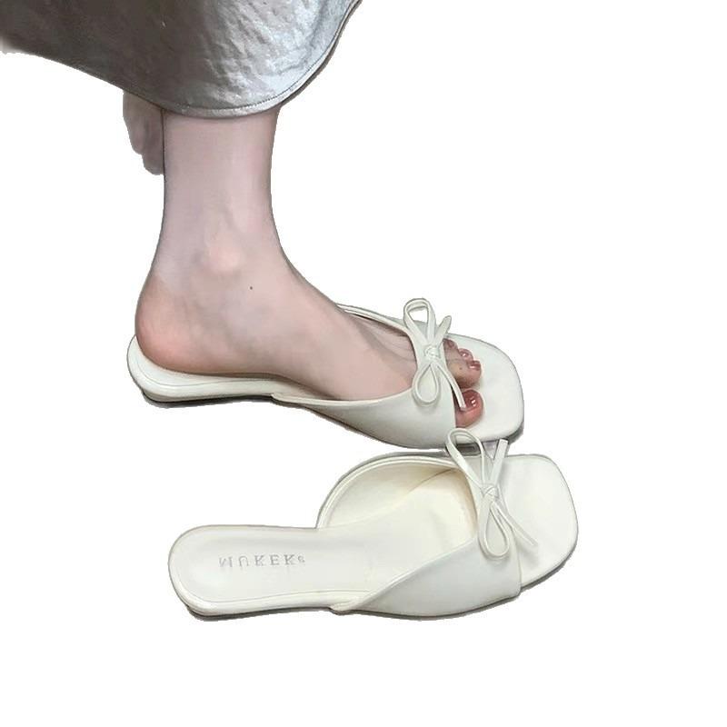 Gentle bow with cool slippers women's summer wear open toes with skirts temperament sandals