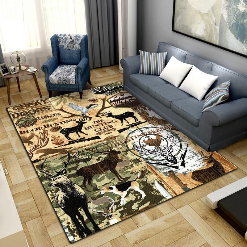 Deer Hunting Carpet Rug for Living Room Bedroom Home Sofa Decoration,Kids play Non-slip Floor Mat