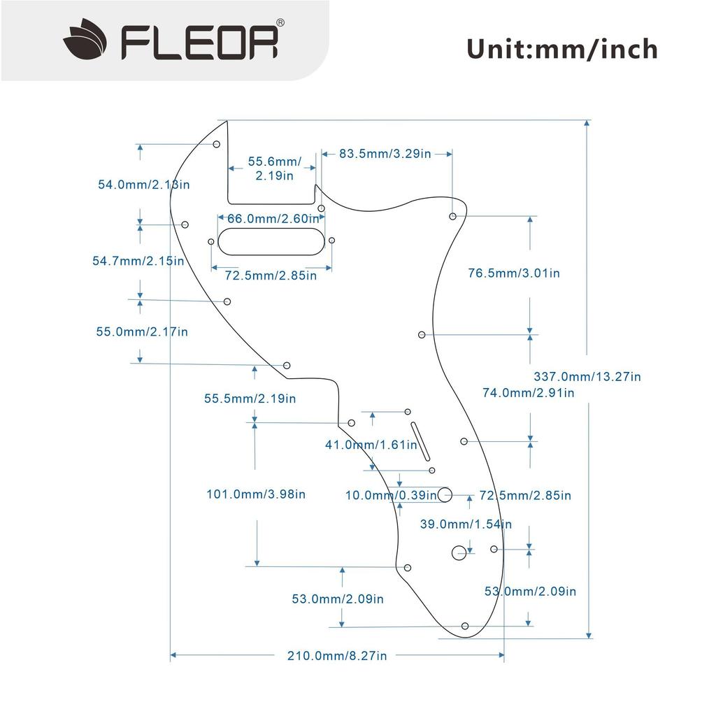 FLEOR 4-Ply Tele RI Style Guitar Pickguard, 12 Threaded Holes for Tele Thinline Guitars, Red Tortoise
