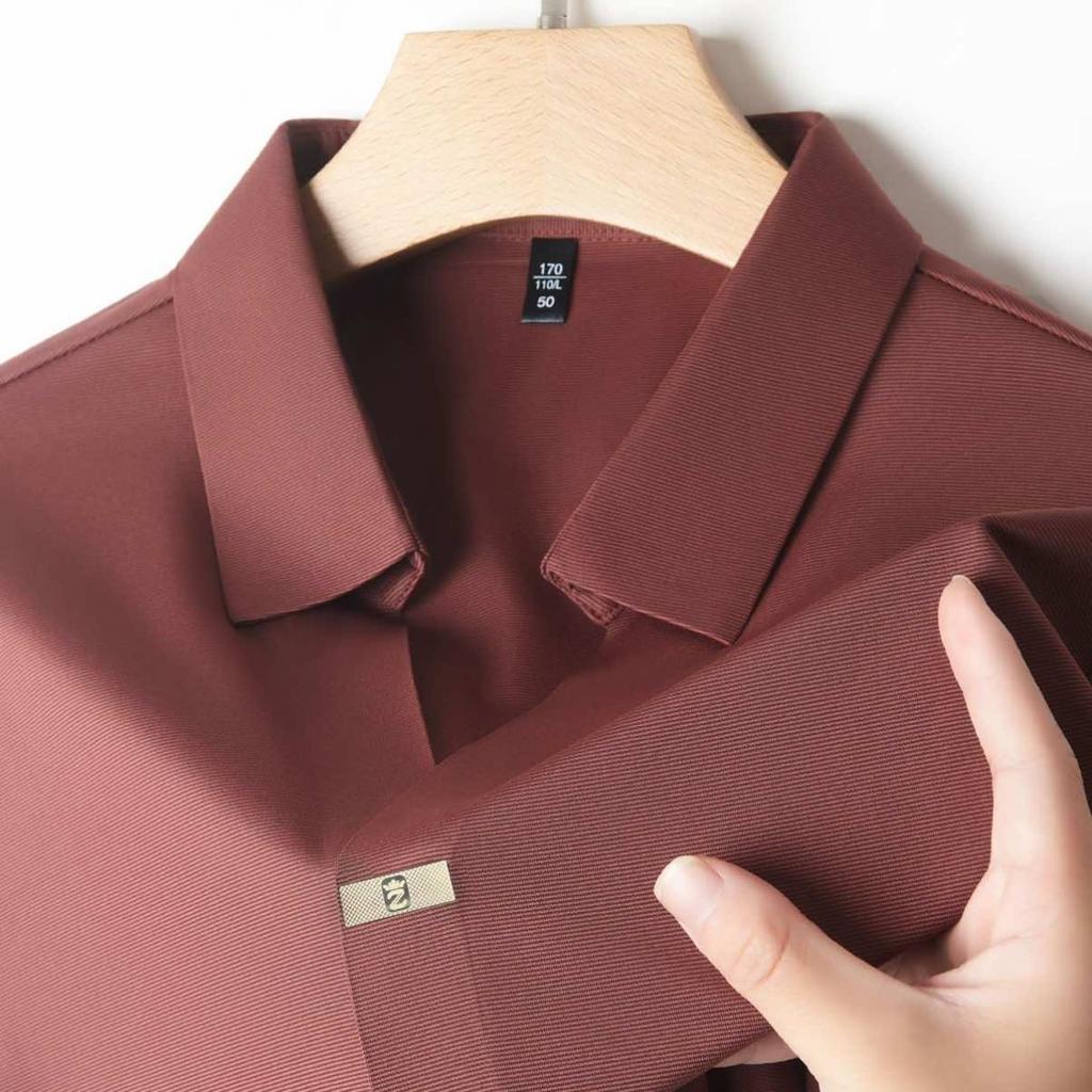 STORN New Men's Casual and Fashionable Solid Color Short Sleeved Polo Shirt Comfortable and Versatile Summer T-shirt