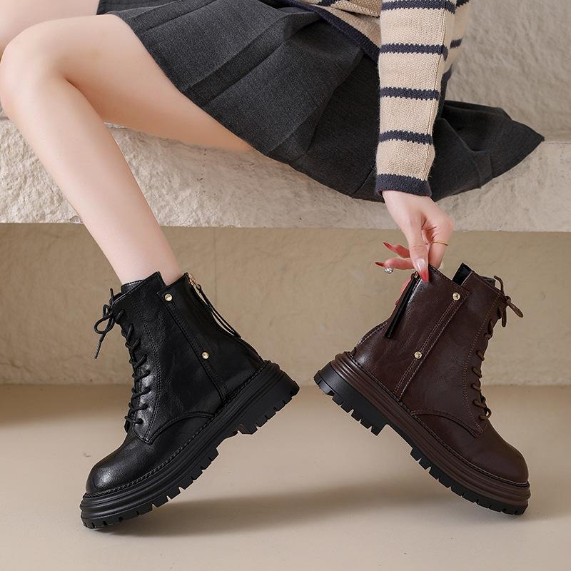2025 new niche retro platform Martin boots women's versatile small British style thin boots short boots knight boots
