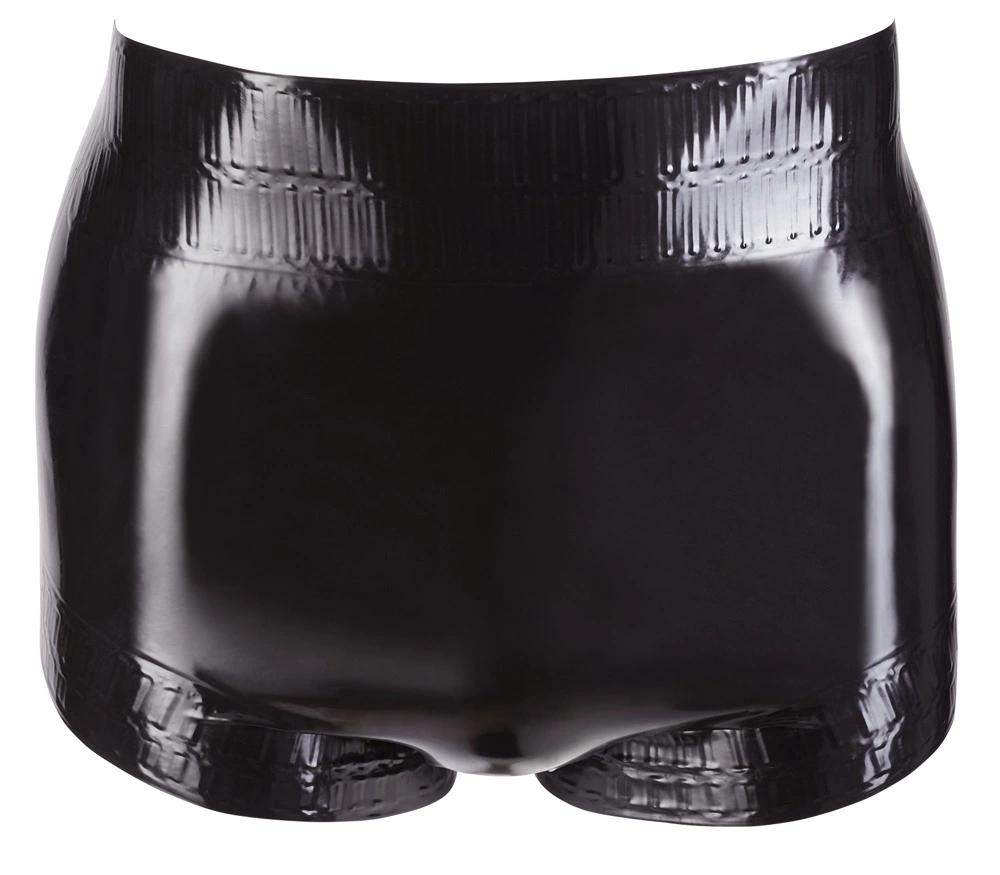 LATE X - Latex High Waist Boxer Shorts with Scalloped Edges Black XL