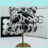 Leopard Print Plush Bear Hat For Women Winter Warmth Cozy Earmuff Cap