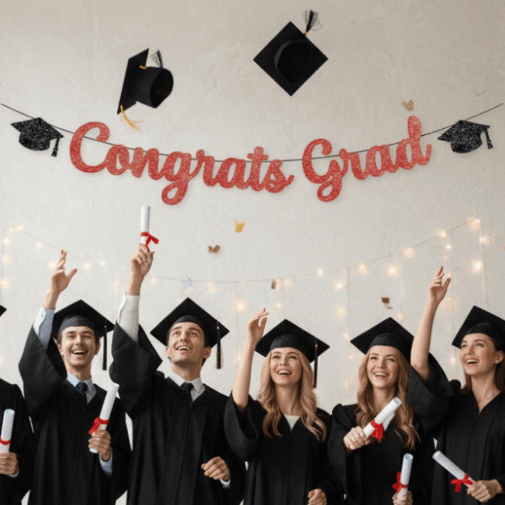 Glitter Decor Graduation Party Banner Garland Graduation Hanging Banner  Photo Background
