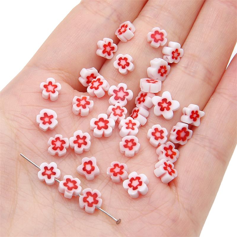 10 Stück 6mm Handgemachte Lampwork Glasanhänger Blumenperlen für DIY Halskette Armband Ohrring Schmuck Basteln