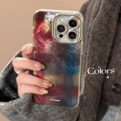 Karierte Verschmierte Handyhülle Geeignet für 16 Apple 17 Promax Objektivfolie Iphone15 Retro-Stil 13 High-End 12