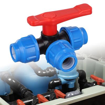 Multipurpose 32mm Plastic Pipe 3 Way Round Valves Convenient for Garden Hose Easy Installation and Water Control