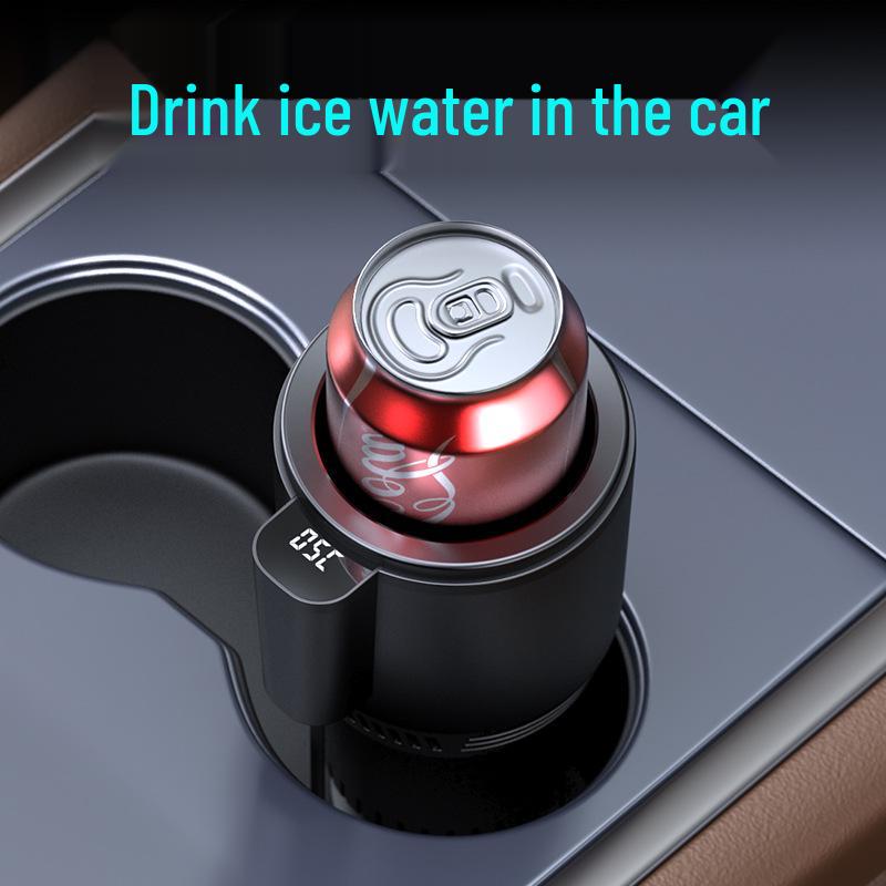 Universal Car Cup Holder for Hot & Cold Drinks - Portable One-Button Heating & Cooling Cup