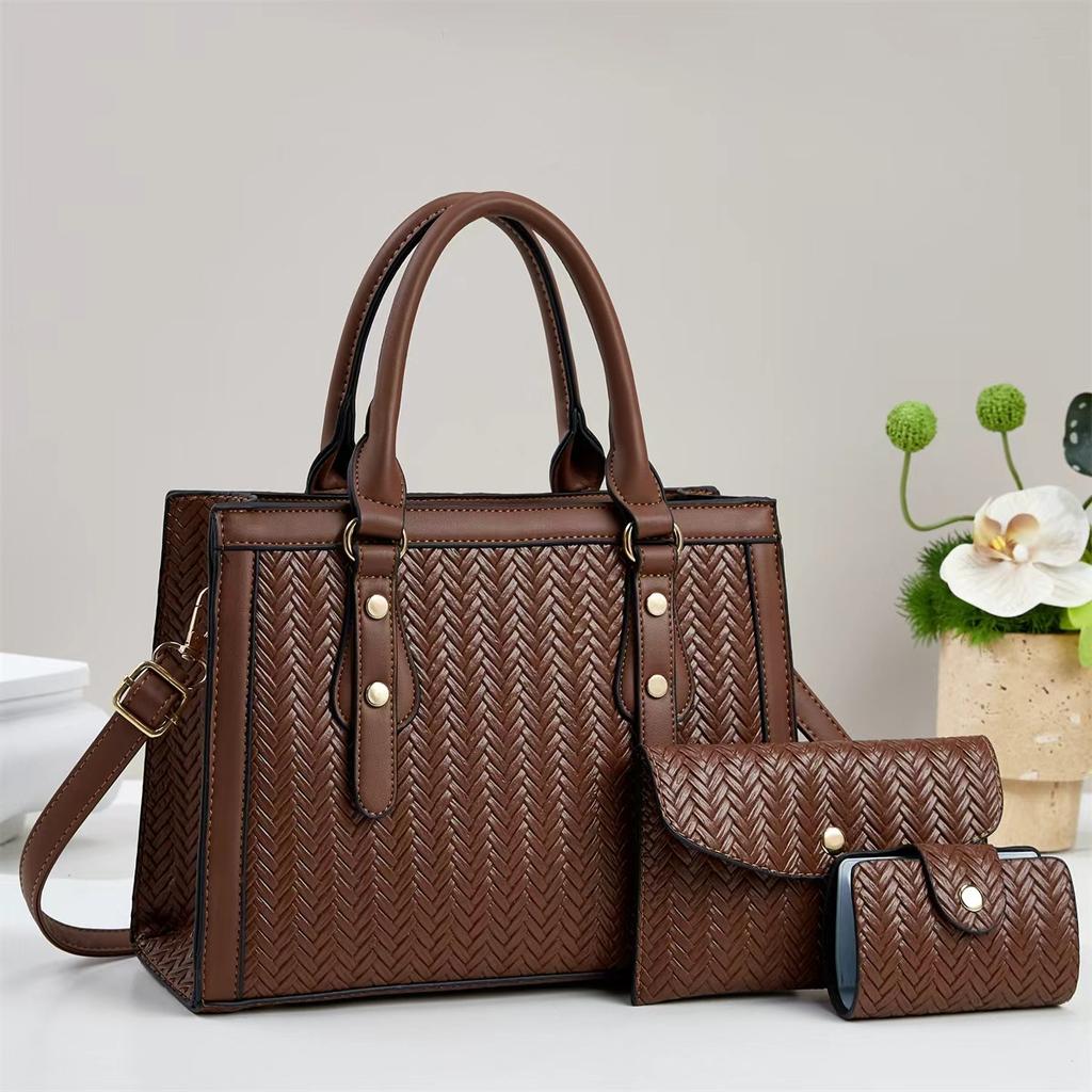 Luxury Designer Handbag Large Tote Bag for Women 2026 Pu Leather Female Three Piece Set Ladies Top Hand Woman Shoulder Crossbody