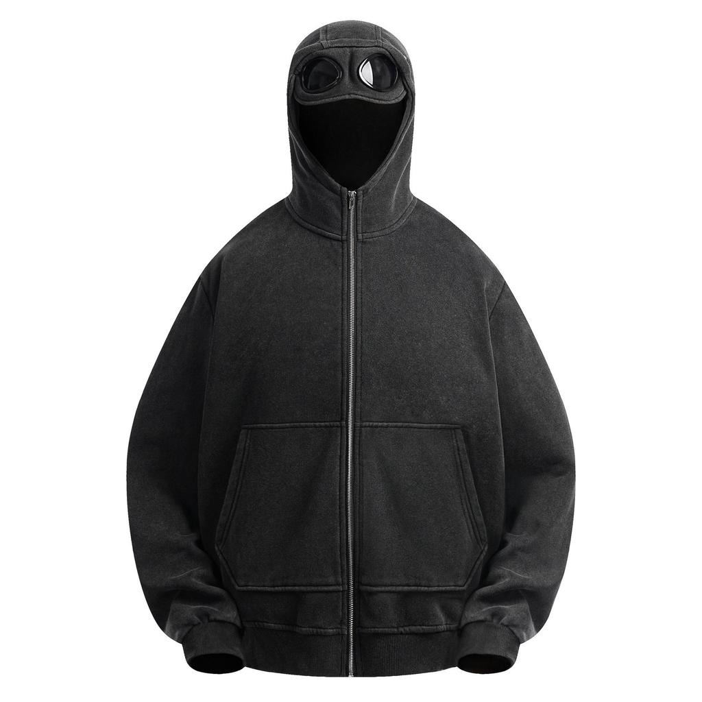 23SS Autumn/Winter Unisex Hip Hop Glasses Cardigan Sweatshirt, Plus Velvet, Zipper, Hooded, Trendy Style