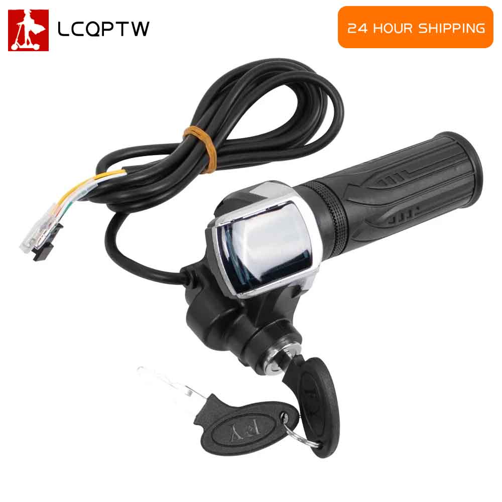 36V 48V 60V Electric Bicycle Throttle Grip E-bike Handlebar with Lock Ebike Scooter Accelerator Power Indicator Key LED Display Throttles 2