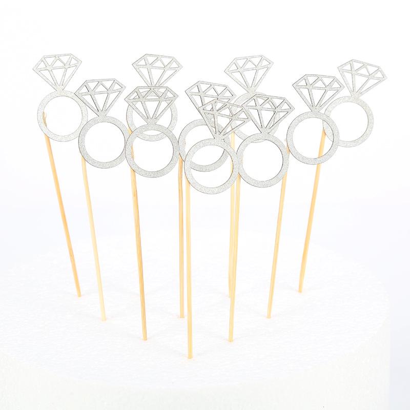 Buy 10pcs Engagement Party Birthday Picks Diamond Ring Cupcake Toppers