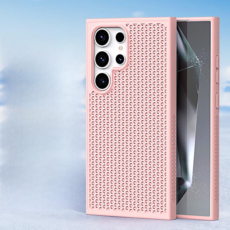 Suitable for Samsung S25Ultra Heat Dissipation Mesh Breathable Phone Case Honeycomb Hole Skin Feel S23FE Anti-drop Protective Case S24