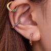 Qiong Yao 18k Gold Plated Stainless Steel Colorful Diamond Small Hoop Clip-on Earrings