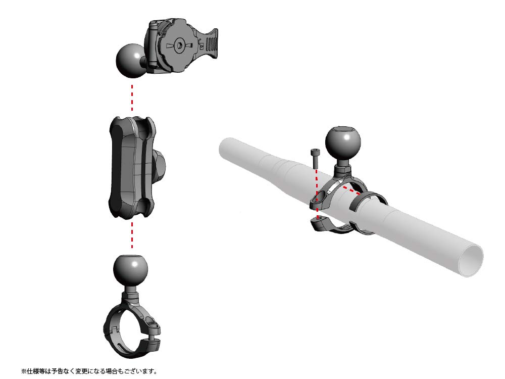 Moto Mount 5 Clamp Type Separate Case [RecMountPlus] [R+Moto5BK] (Black) "Mount Only, Required"