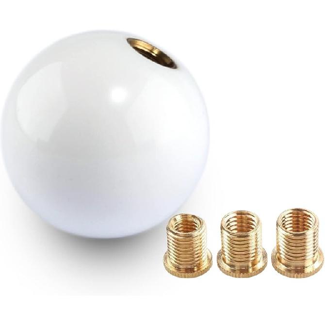 Round Ball Shift Knob Universal Gear Shift Knob 5 6 Speed For Manual Automatic Vehicles With Adapters (Pure Black)