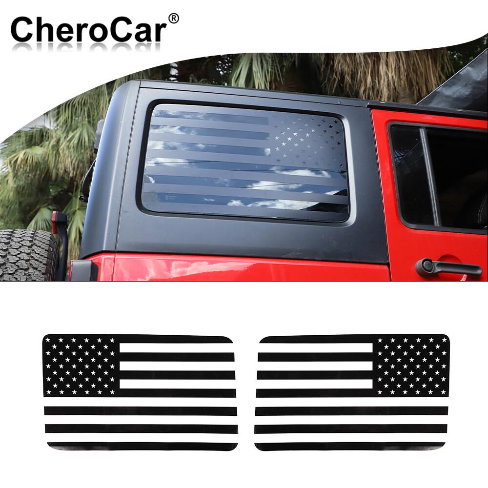2X Rear Window Decor Sticker Trim Decals  Flag For Jeep Wrangler JK 2011-17
