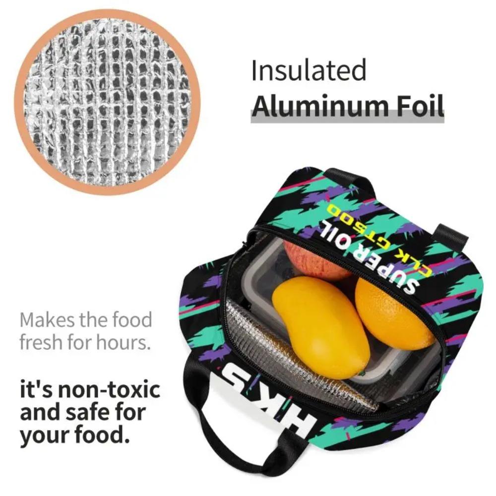 Custom H-HKSES CLK Insulated Lunch Tote Bag for Women Portable Thermal Cooler Food Lunch Box Kids School Children