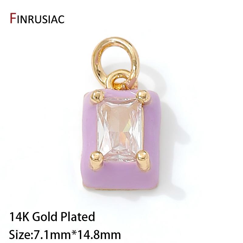 14K Gold Plated Brass Zircon Geometric Charms,Inlaid Zircon Pendant For DIY Bracelet Necklace Jewelry Making Accessories 2 pieces