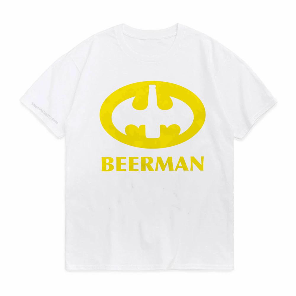 Mens Beer Man Printed TShirt Cotton unisex Classic Funny Graphic Tees for Men Women Summer Tops