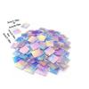 50Pcs Mini Radiant Acrylic Sheets Square Iridescent Acrylic Holographic Acrylic  Home Decoration