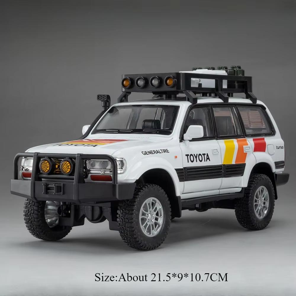 1:24 Tundra Lc80 Model Toy Diecast Alloy Car Front Wheel Steering Doors Opened Sound Light Pull Back Vehices For Children's Toys