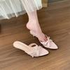 Pointed satin cross-strap high heels new elegant thin strap rear empty bag head thin heel sandals women