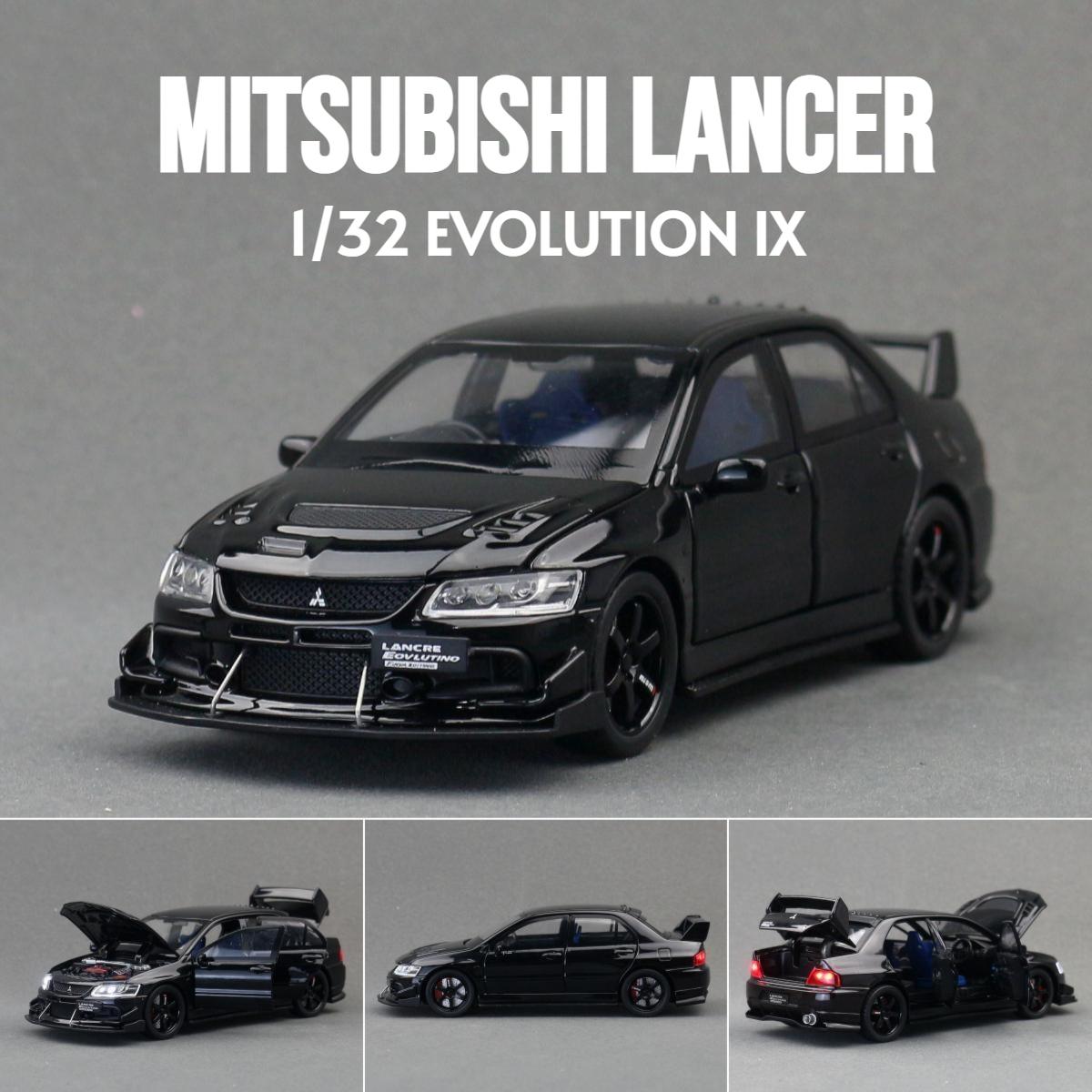 

JDM 1:32 Mitsubishi Lancer Evolution Racing Toy Car Model Diecast Metal Alloy Miniature Sound & Light Gift For Children Boys Kid чорний