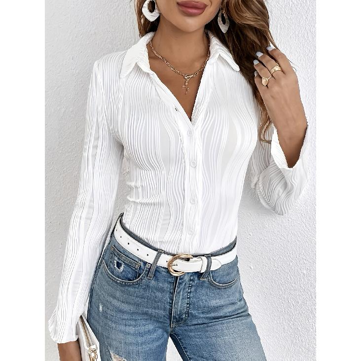 Spring And Autumn New Women'S Versatile Long Sleeve Daily Business Commuter Elegant Comfort Sexy Bottom Shirt Top
