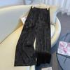Silk Jacquard Wide-Leg Pants for Middle-Aged Women - Ethnic Style Retro Slimming Design