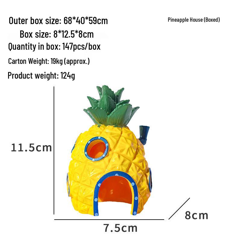 Cartoon Ananas Haus Dekor für Aquarium - Inspiriert von SpongeBob, Thaddäus und Mr.. Krabs