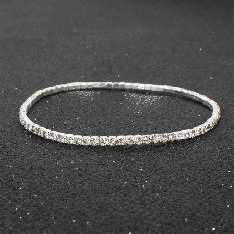 9Pcs Stackable Elastic Crystal Bead Bracelet Rhinestones Handchain Fashionable Stretch Wristchains Jewelry for Women