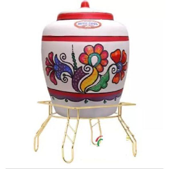 Heavy Stainless Steel Chrome Plated Fancy Water Matka and Pot Stand |Matka Kitchen Rack (Gold Finish)