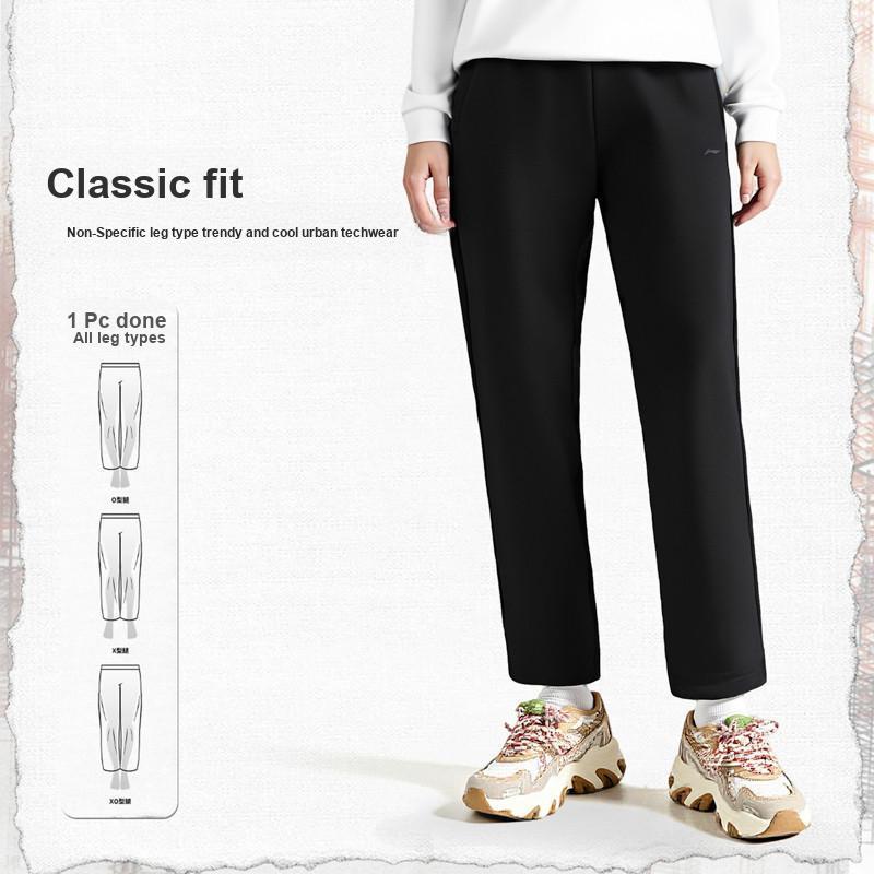Li Ning Fleece Lined Warm Fashion Versatile Comfortable Outdoor Casual Sports Pants Women pants AYKV778-2