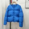 Round neck thickened down jacket women's short model, new casual style loose and thin fashion warm white duck down jacket